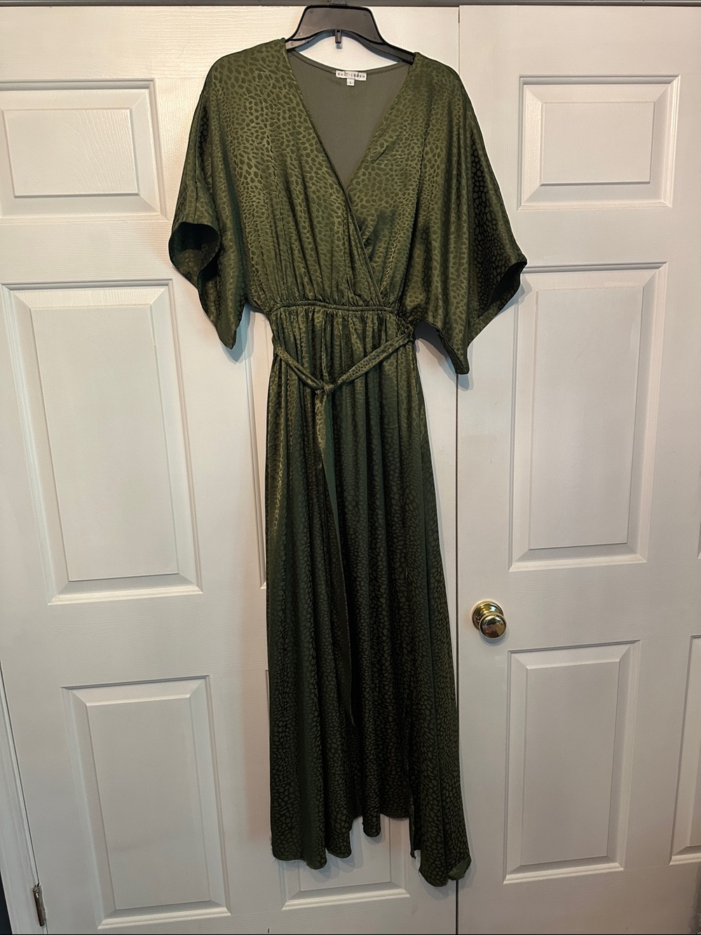 Baltic Born Olive Green Maxi Dress with Subtle Animal Print